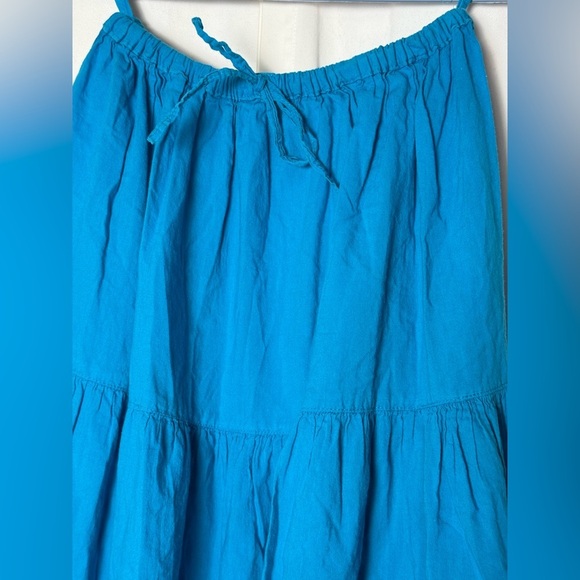 Bohemian Style Flowing 100% Cotton Dress Made in India Bright Blue Womens Sz 28" - Picture 2 of 6